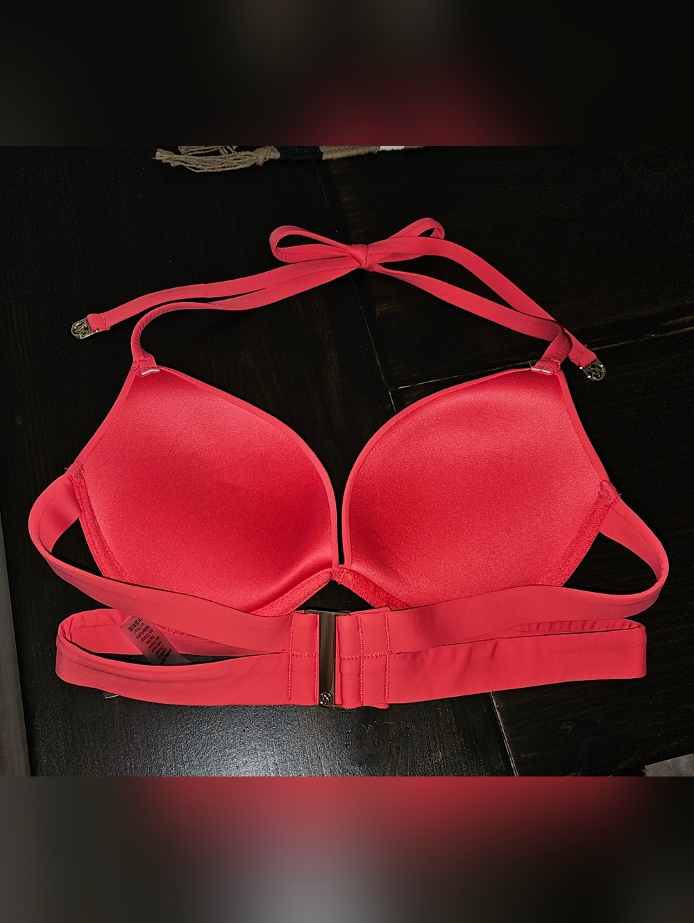 Victoria Secret Archives Banded Push Up Bikini Top Size 34B Island Pink / Poppy - Picture 2 of 5